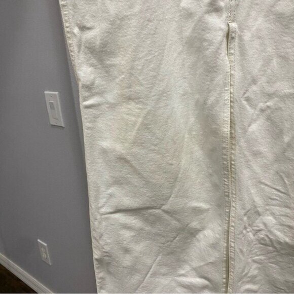 DL1961 Asra Maxi Skirt Ivory Cream Size 27 Front Slit Denim Jean Raw Hem - Picture 9 of 12